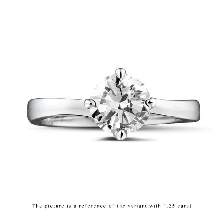 Anello solitario con diamante da 3,00 carati in oro bianco