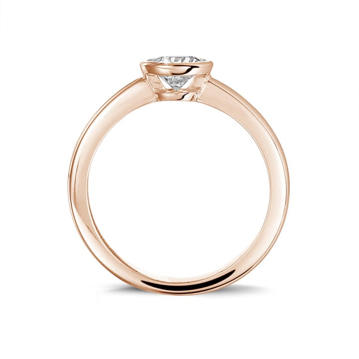 Anello solitario da 3,00 carati in oro rosso con diamante rotondo