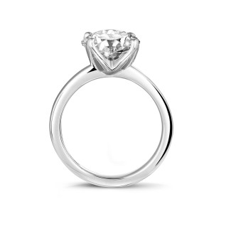 Anello solitario - Anello solitario da 3,00 carati in oro bianco con diamante rotondo