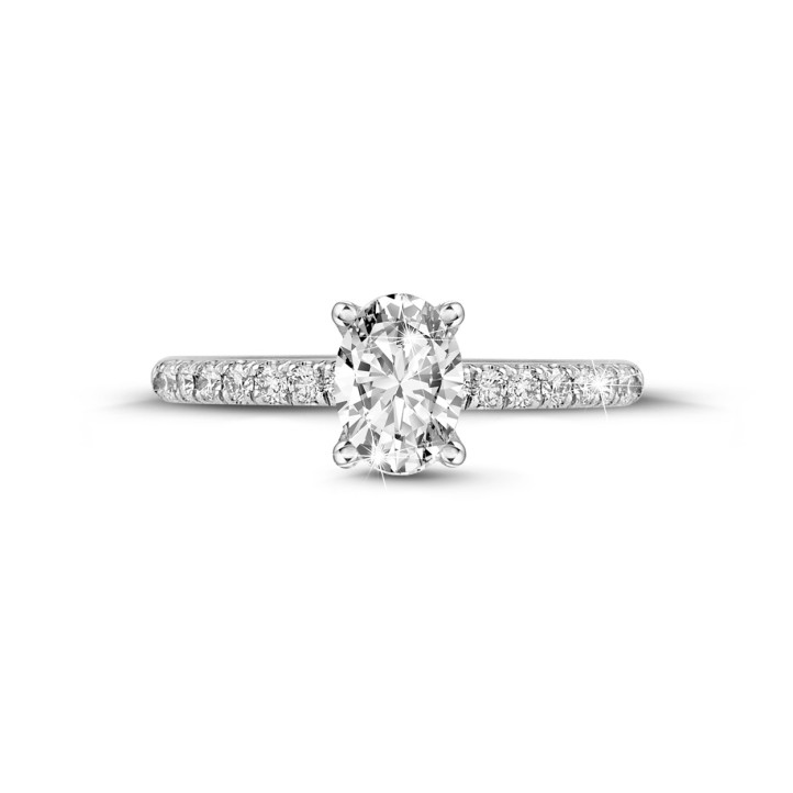 Anello solitario da 1,20 ct in oro bianco con diamante ovale