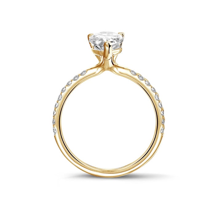 Anello solitario da 1,00 ct in oro giallo con diamante a goccia