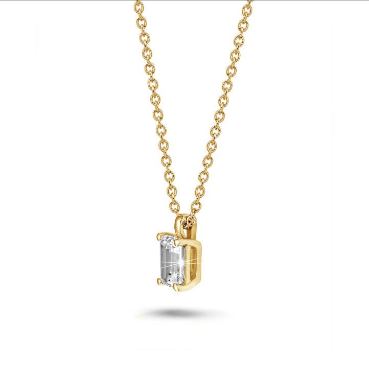 Pendente con diamante solitario taglio smeraldo da 1,00 carati in oro giallo