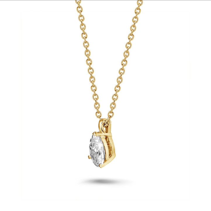 Pendente con diamante solitario da 1,00 carati con taglio a goccia in oro giallo
