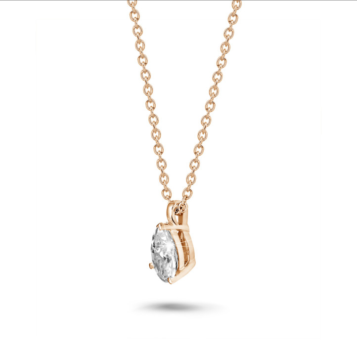 Pendente con diamante solitario da 1,00 carati con taglio a goccia in oro rosso