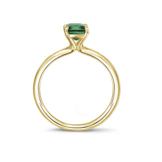 Anello solitario in oro giallo con smeraldo