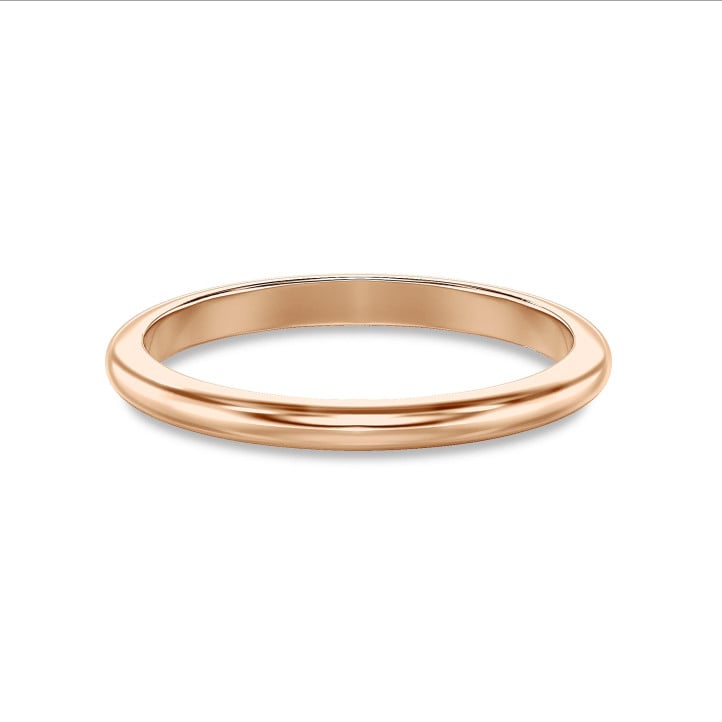 Fede nuziale con superficie bombata di 2,00 mm in oro rosso