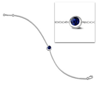 Gioielli con rubini, zaffiri e smeraldi - Bracciale Satellite in platino con zaffiro rotondo