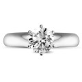 Anello solitario da 1,00 carati in oro bianco con sei griffe e diamante di eccezionale qualità (D-IF-EX-Nessuna fluorescenza-Certificato GIA)