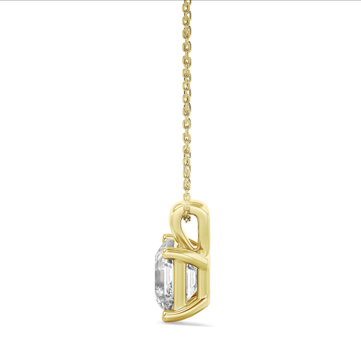 Pendente solitario da 1,00 carati in oro giallo con diamante taglio Asscher