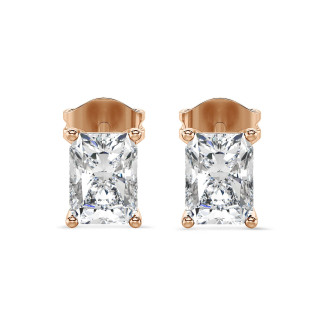 Orecchini - Orecchini con diamante solitario taglio radiant da 2,00 carati in oro rosso