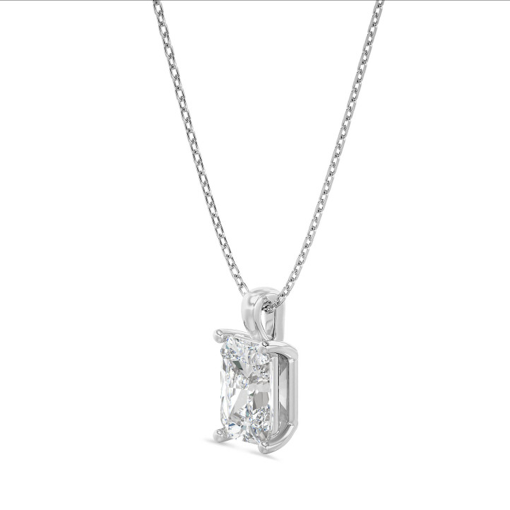 Pendente con diamante solitario da 1,00 carati con taglio radiant in oro bianco