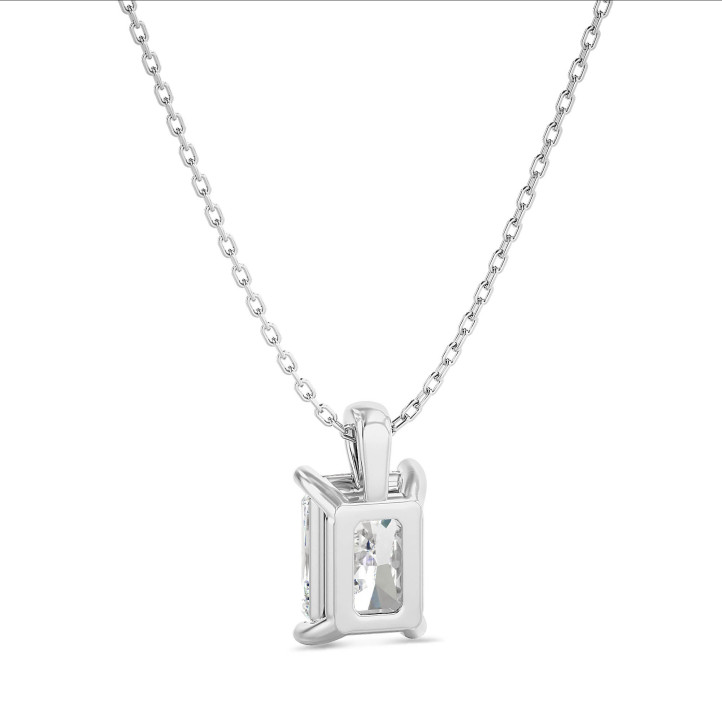Pendente con diamante solitario da 1,00 carati con taglio radiant in oro bianco