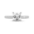 Anello solitario da 1,50 carati con diamante taglio Asscher e alone nascosto in oro bianco. 