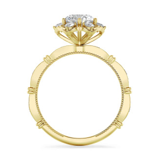 Anello con halo floreale su misura con diamante taglio brillante