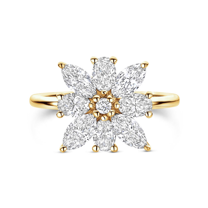 Anello Flowers con petali di diamanti taglio marquise