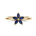 Anello Flowers con petali di zaffiro blu taglio marquise