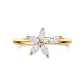 Anello Toi & Moi Flower con petali di diamanti taglio marquise in oro giallo