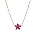 Pendente Flower con petali in rubini rossi taglio marquise in oro rosso
