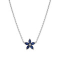 Pendente Flower con petali di zaffiro blu taglio marquise in oro bianco