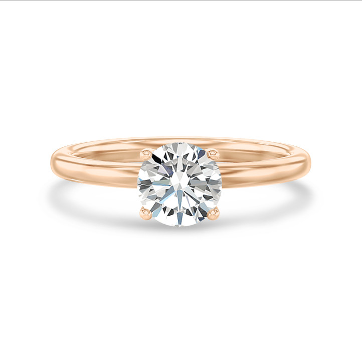 Anello solitario da 1,00 carati in oro rosso con diamante rotondo 