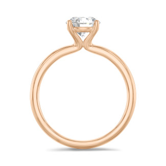 Anelli - Anello solitario da 2,00 carati in oro rosso con diamante rotondo 