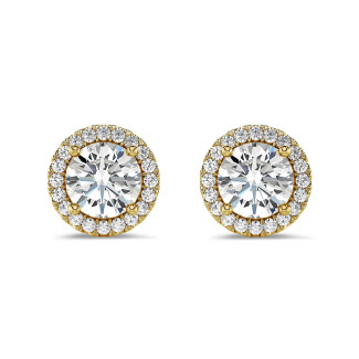 Orecchini a cerchio con diamante da 2,00 carati in oro giallo