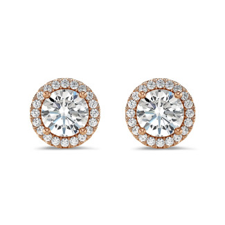 Orecchini - Orecchini a cerchio con diamante da 2,00 carati in oro rosso