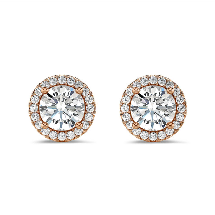 Orecchini a cerchio con diamante da 2,00 carati in oro rosso