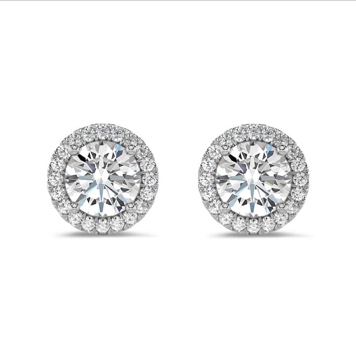 Orecchini a cerchio con diamante da 2,00 carati in platino