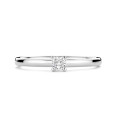 Anello solitario da 0,15 ct con diamanti taglio cuscino in oro bianco