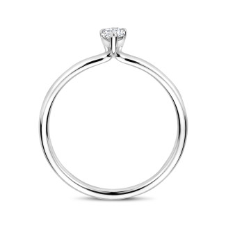 Anello solitario da 0,15 carati con diamanti taglio goccia in oro bianco
