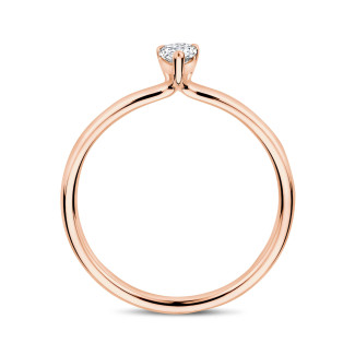 Gioielli con forme fantasia - Anello solitario da 0,15 carati con diamanti taglio goccia in oro rosso