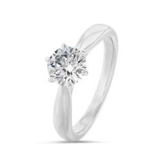 Anello solitario con diamante da 3,00 carati in oro bianco