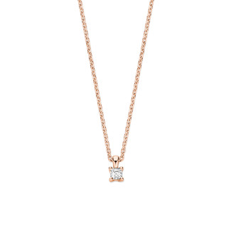 Pendente solitario da 0,15 ct con diamanti taglio cenere in oro rosso