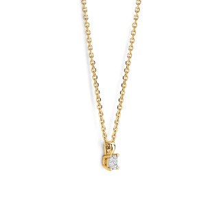 Collane - Pendente solitario da 0,15 ct in oro giallo con diamanti taglio radiante