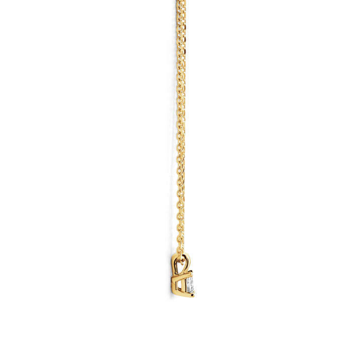 Pendente solitario da 0,15 ct in oro giallo con diamanti taglio radiante