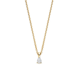 Pendente solitario 0,15ct in oro giallo con diamanti taglio goccia