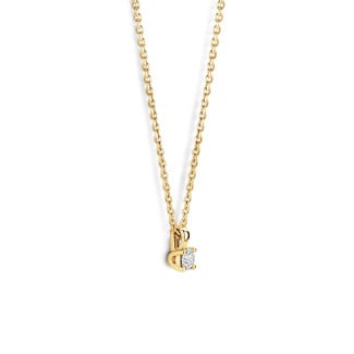 Gioielli con forme fantasia - Pendente solitario da 0,15 ct, diamanti taglio rotondo in oro giallo