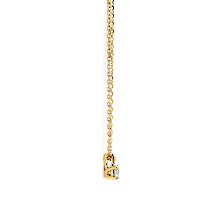Pendente solitario da 0,15 ct, diamanti taglio rotondo in oro giallo