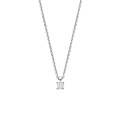 Pendente solitario da 0,15 ct con diamanti taglio princess in oro bianco