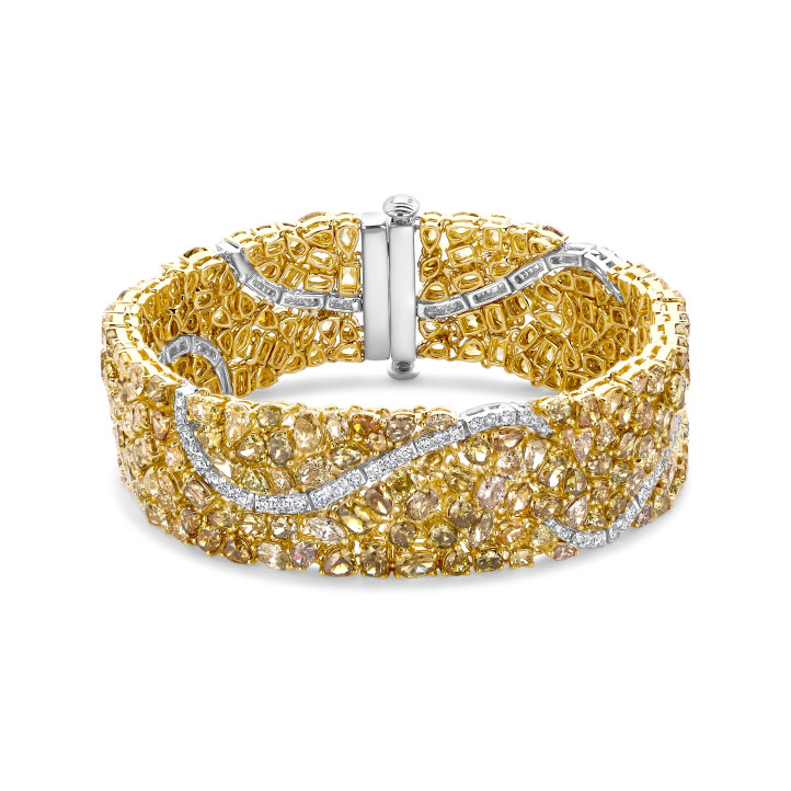 Unico nel suo genere - Bracciale Rivière da 26,01 ct in oro giallo e bianco