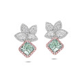 Unico - Orecchini con diamanti verdi da 3,37 ct in oro bianco e rosa