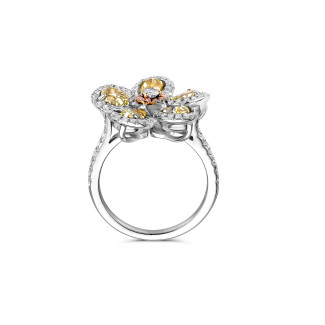 Alta gioielleria - Anello fiore unico nel suo genere 2,55 carati in oro bianco e giallo