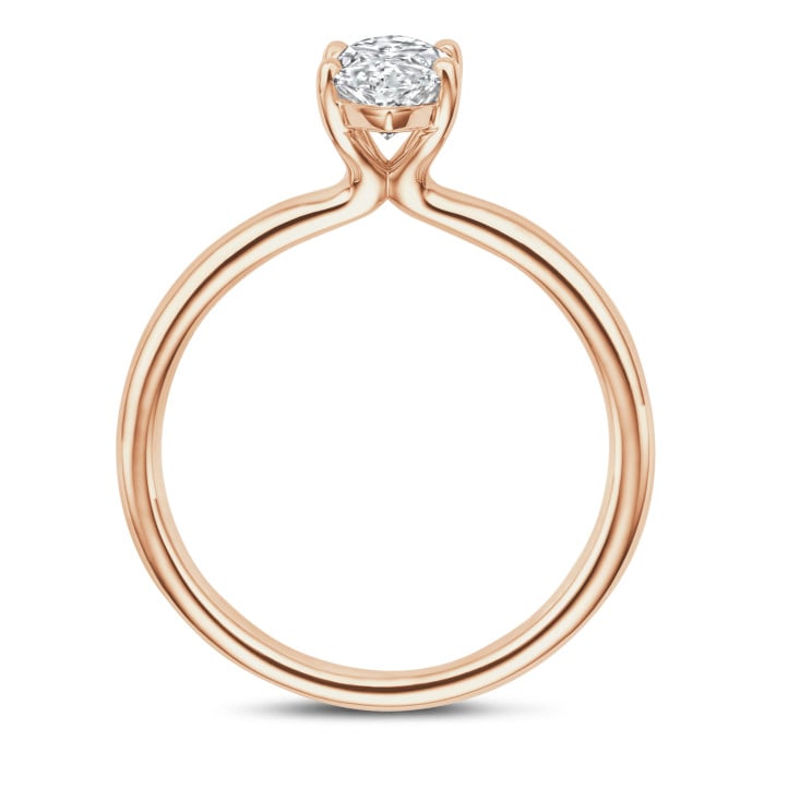 Anello solitario da 1,50 ct in oro rosso con diamante a marquise