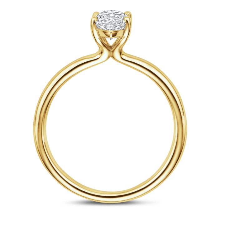 Anello solitario da 2,00 ct in oro giallo con diamante a marquise
