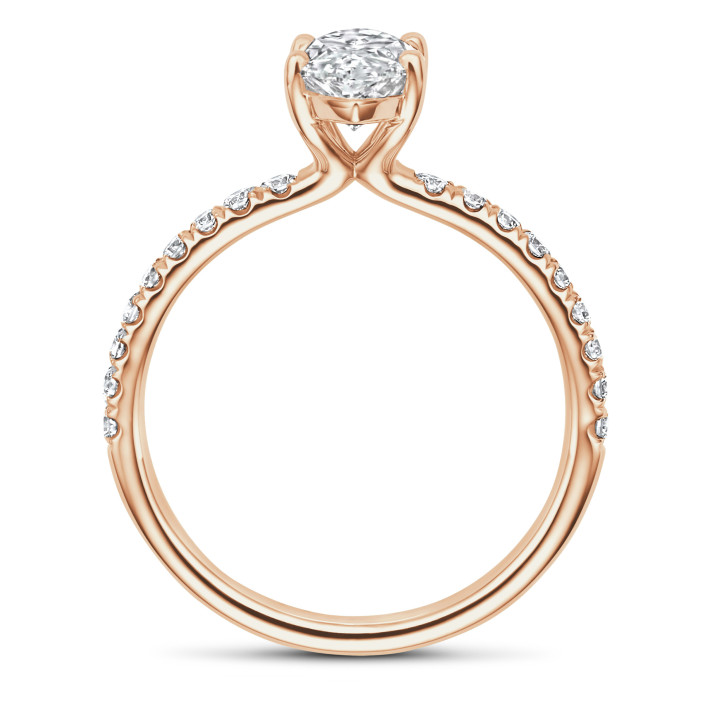 Anello solitario da 1,00 ct in oro rosso con diamante a marquise