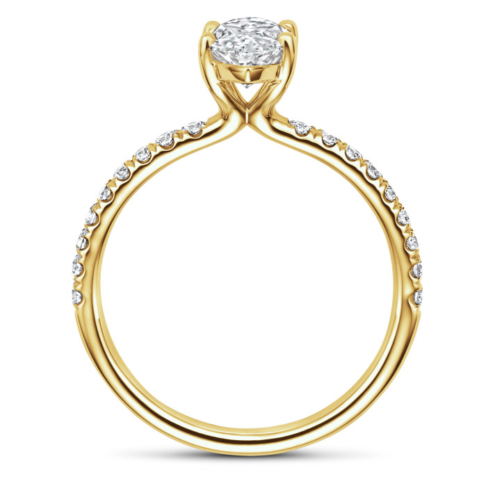 Anello solitario da 1,50 ct in oro giallo con diamante a marquise