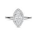 Anello con halo da 1,00 ct in oro bianco con diamante a marquise