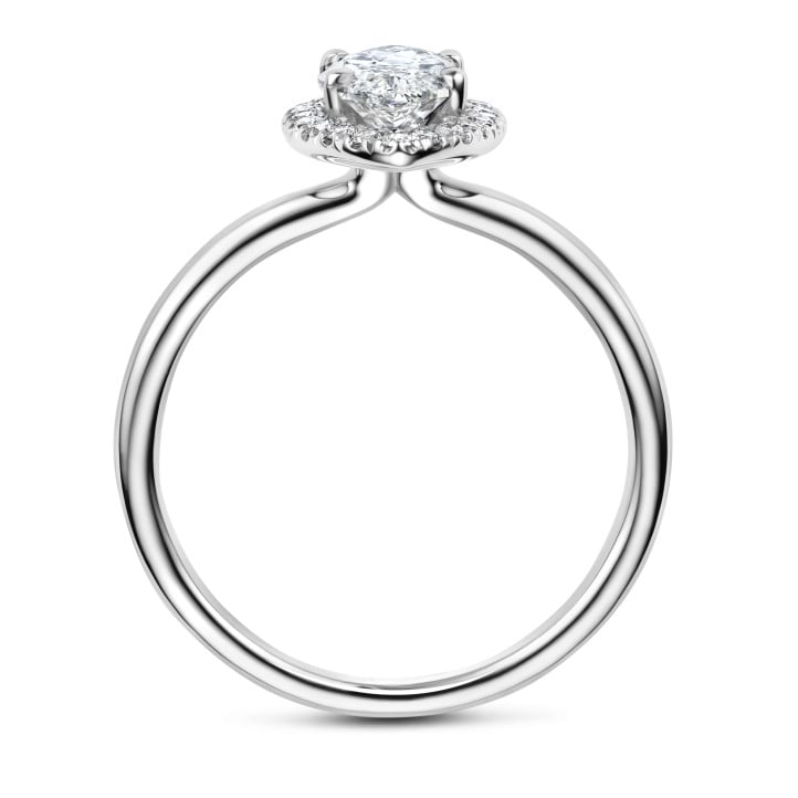 Anello con halo da 1,20 ct in oro bianco con diamante a marquise