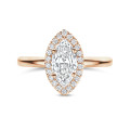 Anello con halo da 1,20 ct in oro rosso con diamante a marquise